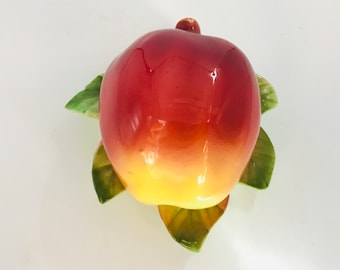 VIntage Wall Pocket Pottery, Apple, Limb & Leaves, Smith Western Japan Original  Label- 5 1/2"