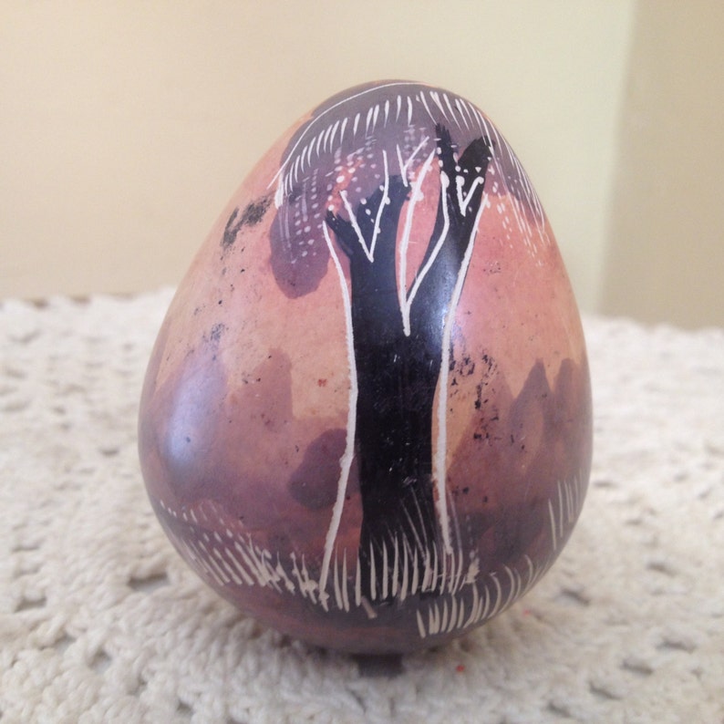Vintage African Stone Hand Carved Egg Featuring an Etsy