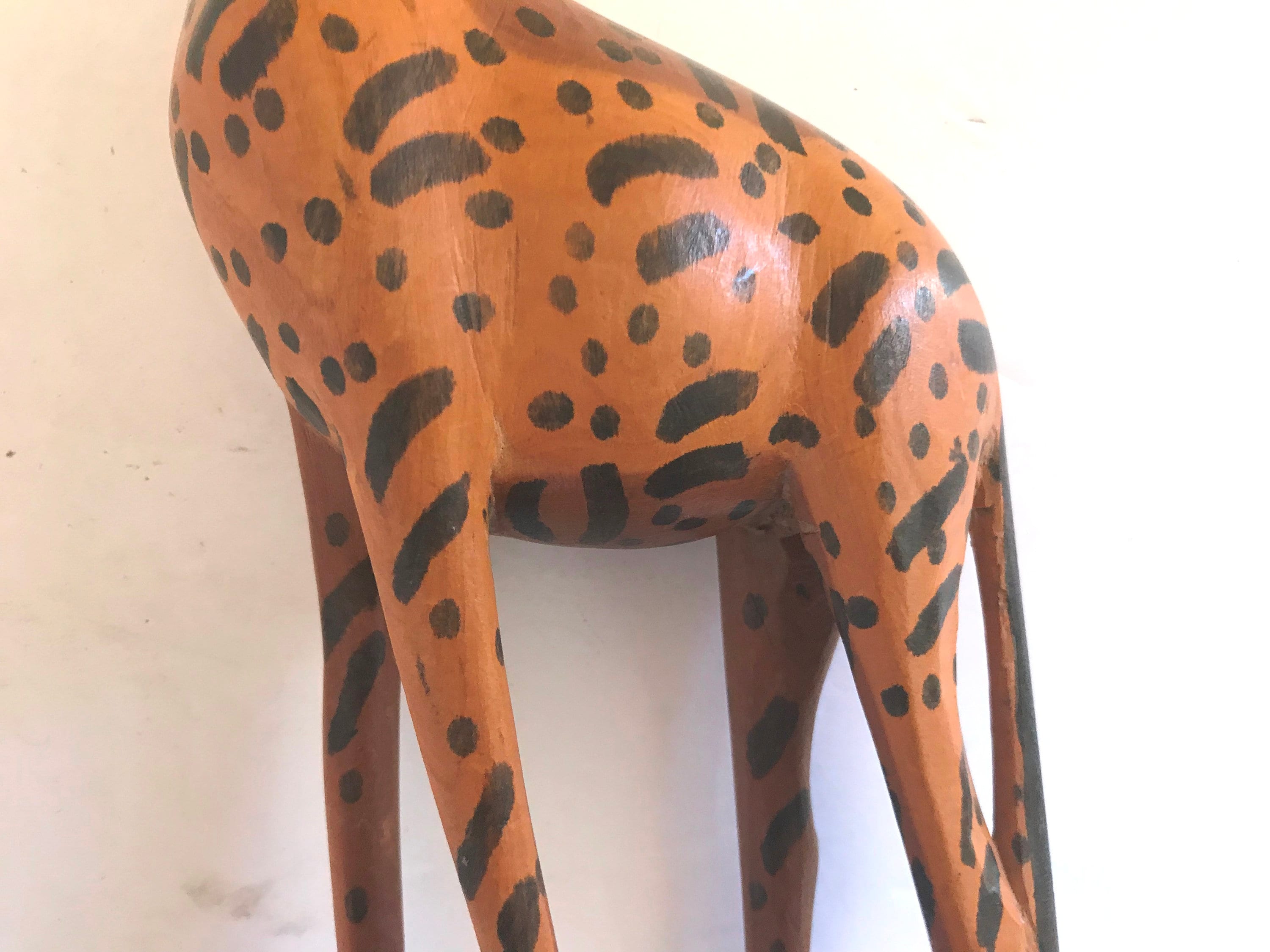 Vintage 3 PC Giraffe, Ox, Zebra Hand Carved African- Made in Vintage 3 PC Giraffe, Ox, Zebra Hand Carved African- Made in