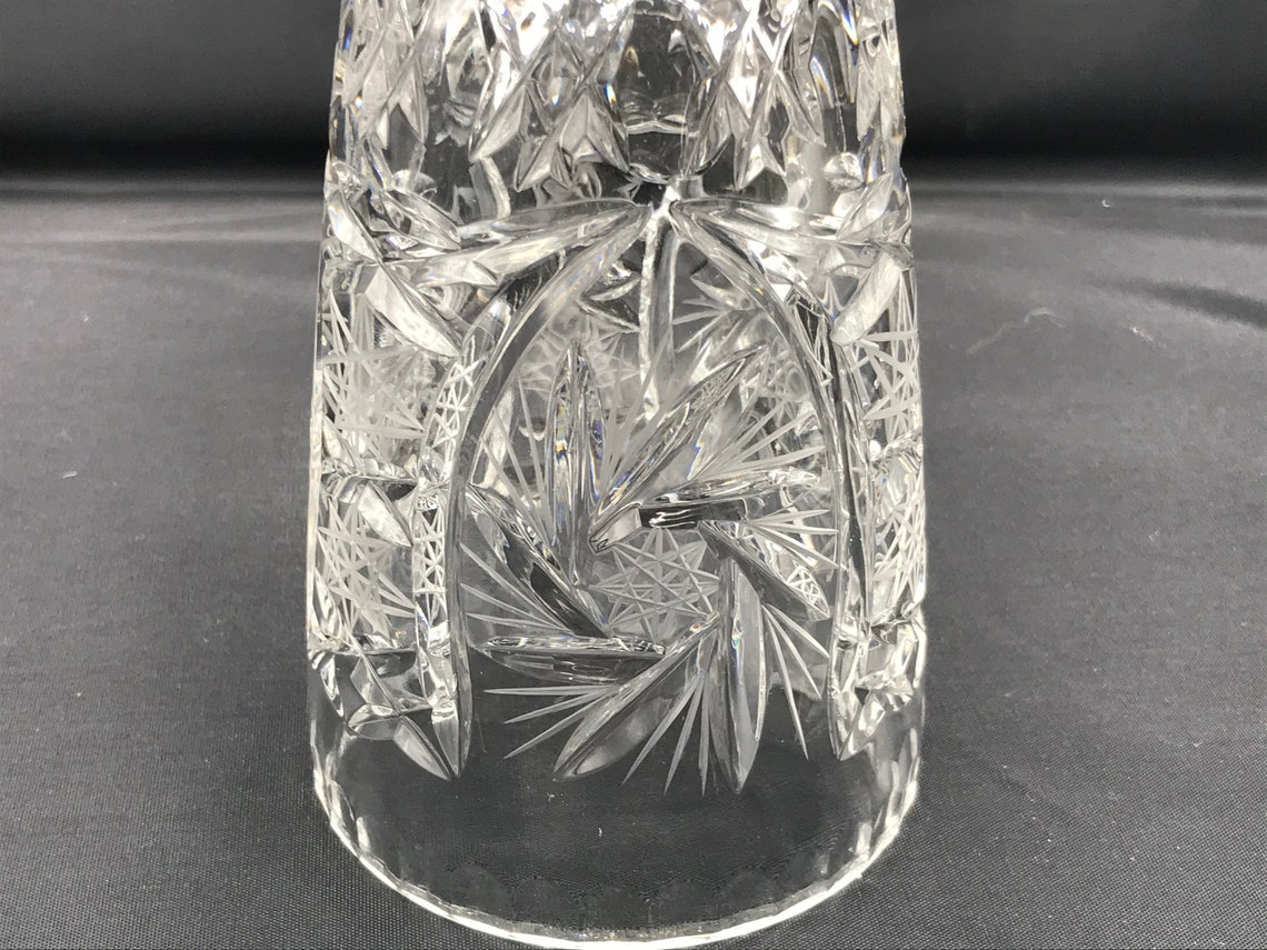 Vintage American Brilliant Cut Crystal Vase Hobstar 6 Inch Etsy