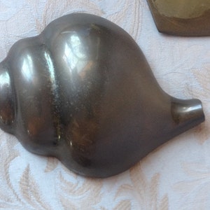 Set Nautical Décor - Pair of Vintage Brass Sea Shells -hang of Wall or ...