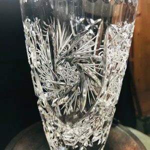 Vintage American brilliant cut crystal vase Hobstar 6 inch Excellent Condition