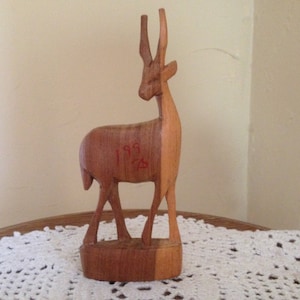 Vintage Wooden Hand Carved Gazelle