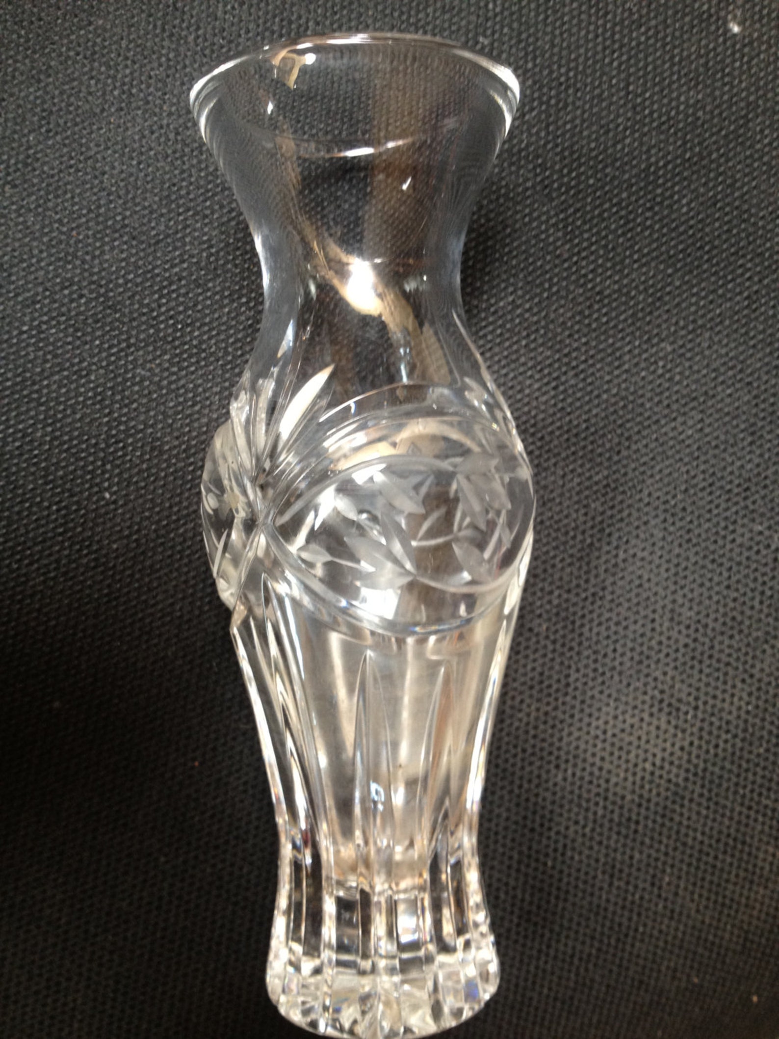 Vintage Pretty Glass Etched Lead Crystal Bud Vase 6 3/4 Etsy