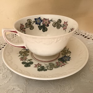 Vintage Wedgewood &quot;Pembrok&quot; England Tea Cup and Saucer- 1950&#39;s