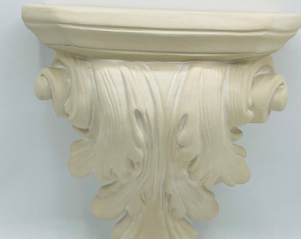 Beige Finish Shelf Acanthus leaf Wall Corbel Sconce Bracket Home Décor