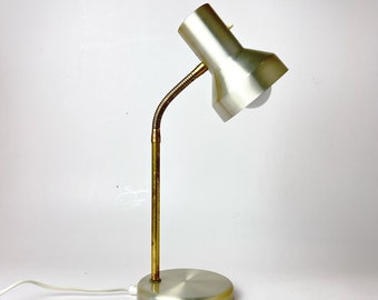 Vintage Gold desk lamp / By Belid / Gooseneck lamp / Gold plated Aluminum / modernist / Sweden 70s