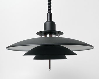 Black Vintage Pendant Lamp / layered kitchen lamp / Scandinavian mid century / by Belid, Sweden, 90s