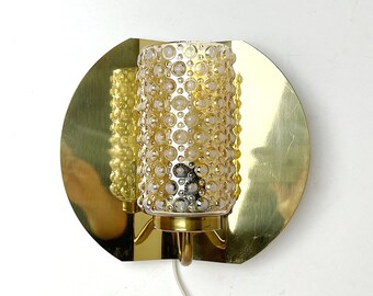 Brass lamp / Wall sconce / Brass and Glass / Mid century lamp by KAMA / Norway 70s