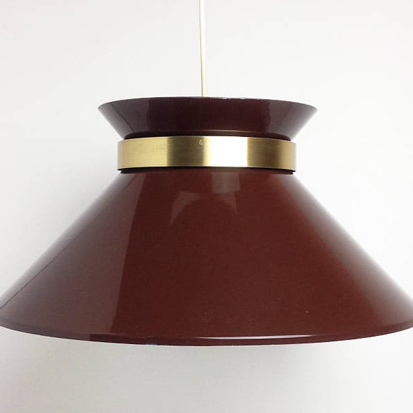 Carl Thore Brown Pendant Lamp / Granhaga, Sweden 60s 70s