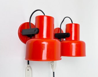 Set of two Orange Plastic lamps / Fagerhults Fabian / Classic Scandinavian / Sweden 70s-80s