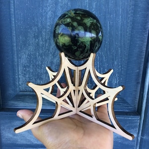 Spider Web Wood Sphere Holder, Sphere Display Stand, crystal ball holder