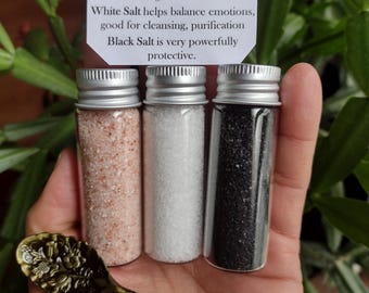 Ritual Salt Kit, With spoon, Altar Spoon, Herb spoon, Witchcraft salt, Sea salt, black salt, pink salt, Altar Tool Wiccan