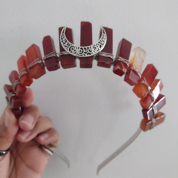 Carnelian Crystal Tiara, crystal crown, crystal head band