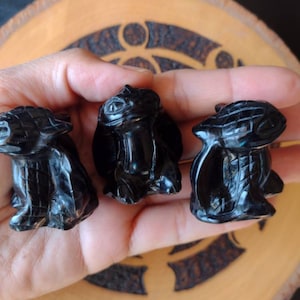 Obsidian Toothless, Obsidian dragon, Stone dragon, Crystal dragon - Magick Gemstone Healing Stone