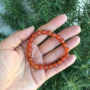 Carnelian bracelet, 8 mm Bead Gemstone Bracelet - Jewelry, Healing, Collecting