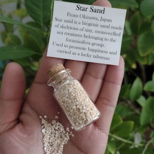 RARE Okinawa Star Sand Jar, star shaped sand, Japan beach sand, sun sand, living fossil shell sand, oddities, curiosities, ethically sourced