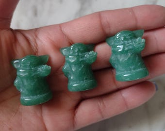 Green Aventurine Grogu, Stone Grogu, crystal Grogu, Star wars crystal