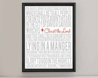 Instant Digital Download- Christmas - Luke 2 - Red, Gray, White