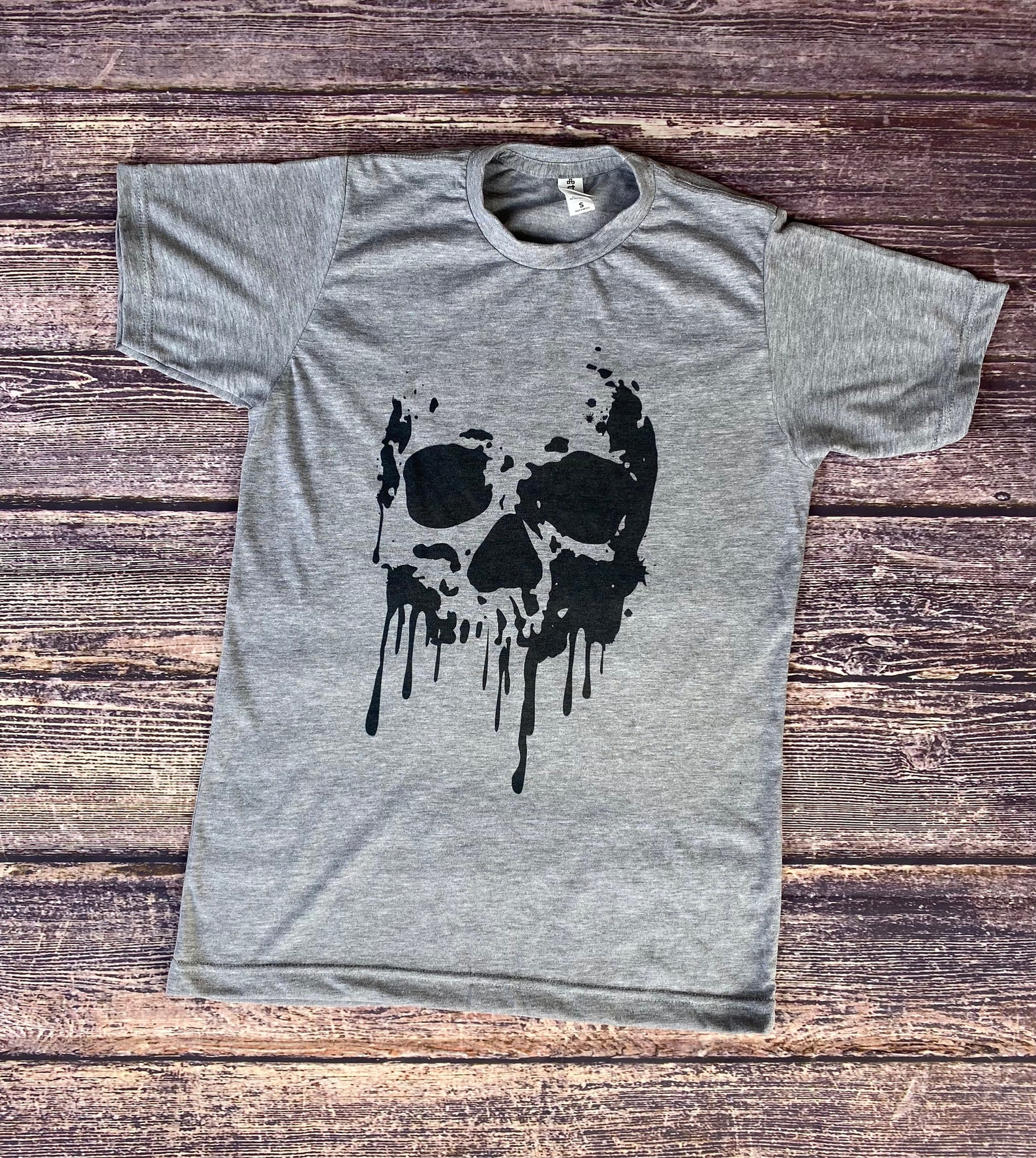Cool Skull Shirt Dripping Skull Bleached Tee Skull - Etsy