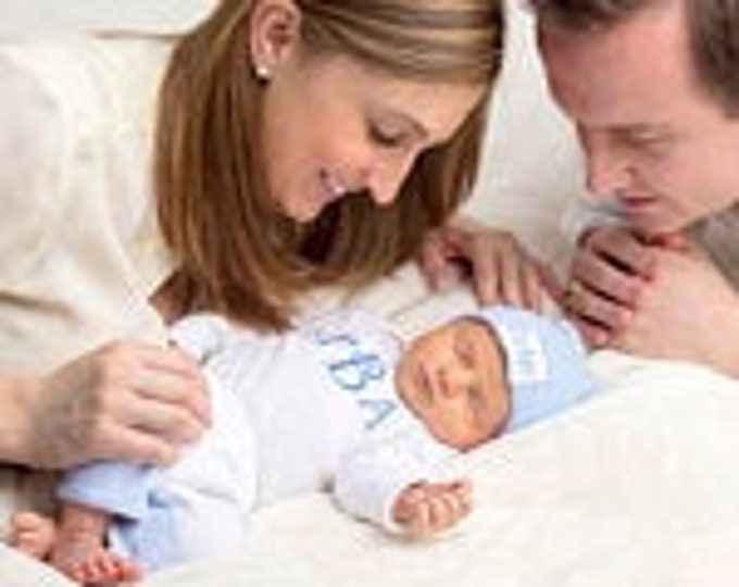 Coming Home from Hospital Monogram Bodysuit Newborn Baby Boy Outfit Pants with Seersucker cuff Newborn Boy Coming Home from the Hospital