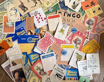Vintage Game Ephemera: Junk Journal Collage Kit (65+ Pcs)