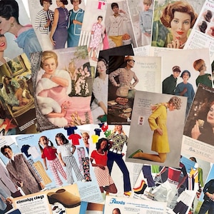 TRUE VINTAGE FASHION Magazine Pages from 1930s-1980s -- 25+ Full-Sized pages, perfect for Journaling, Scrapbooking, and Mixed Media Collage!