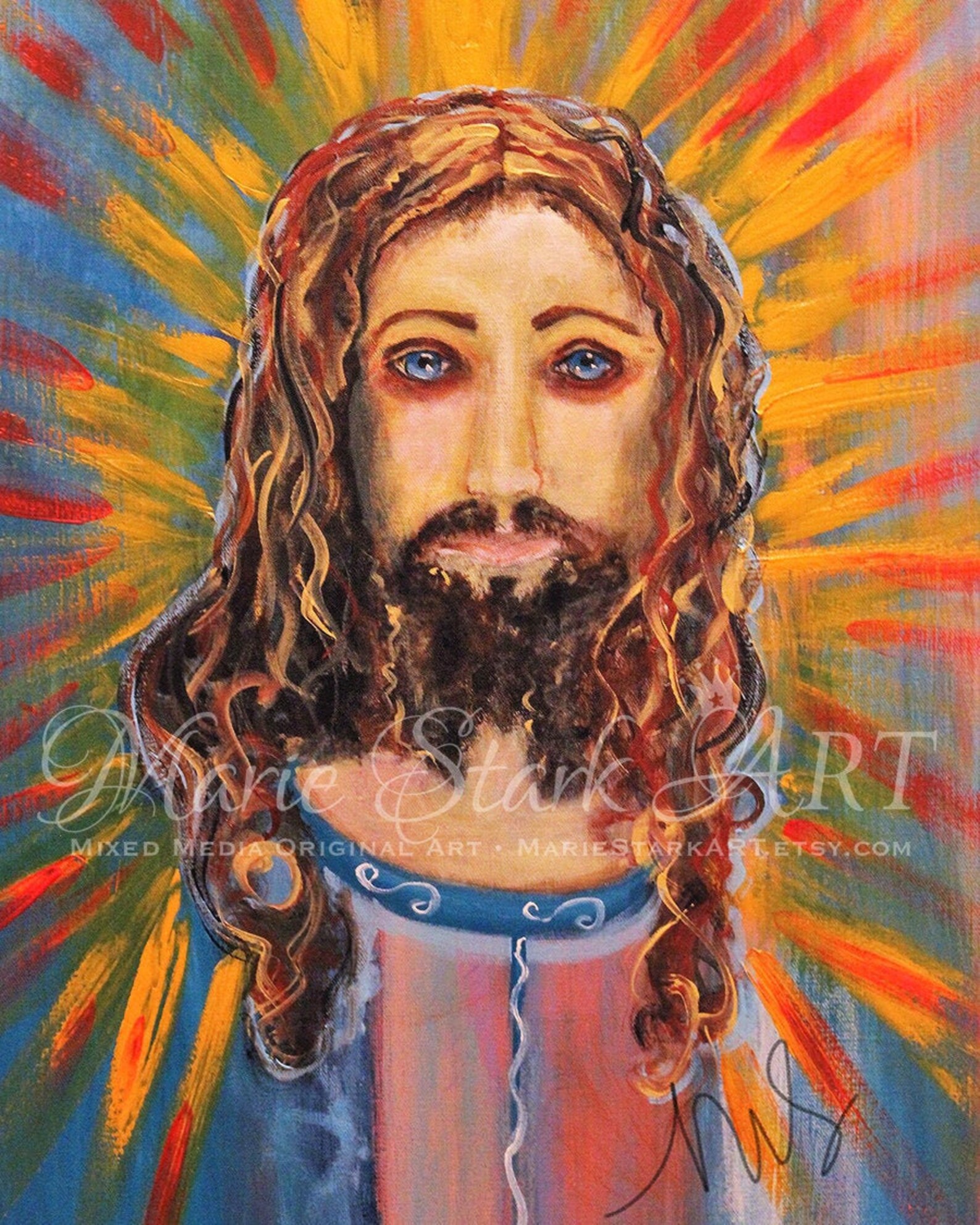 Christian Art PRINT Mixed Media Art Inspirational Portrait Etsy