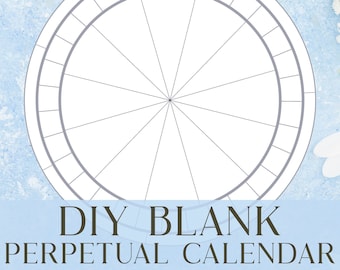 Printable DIY Calendar, Calendar Template, Blank Calendar, Perpetual Calendar, Round Calendar, Seasonal Craft, Instant Download