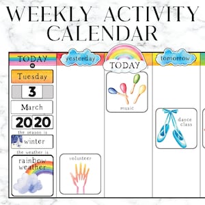 Weekly Routine Chart, Weekly Schedule, Weekly Calendar, Printable Calendar, Routine Chart for Kids, Routine Planner, Routine Cards