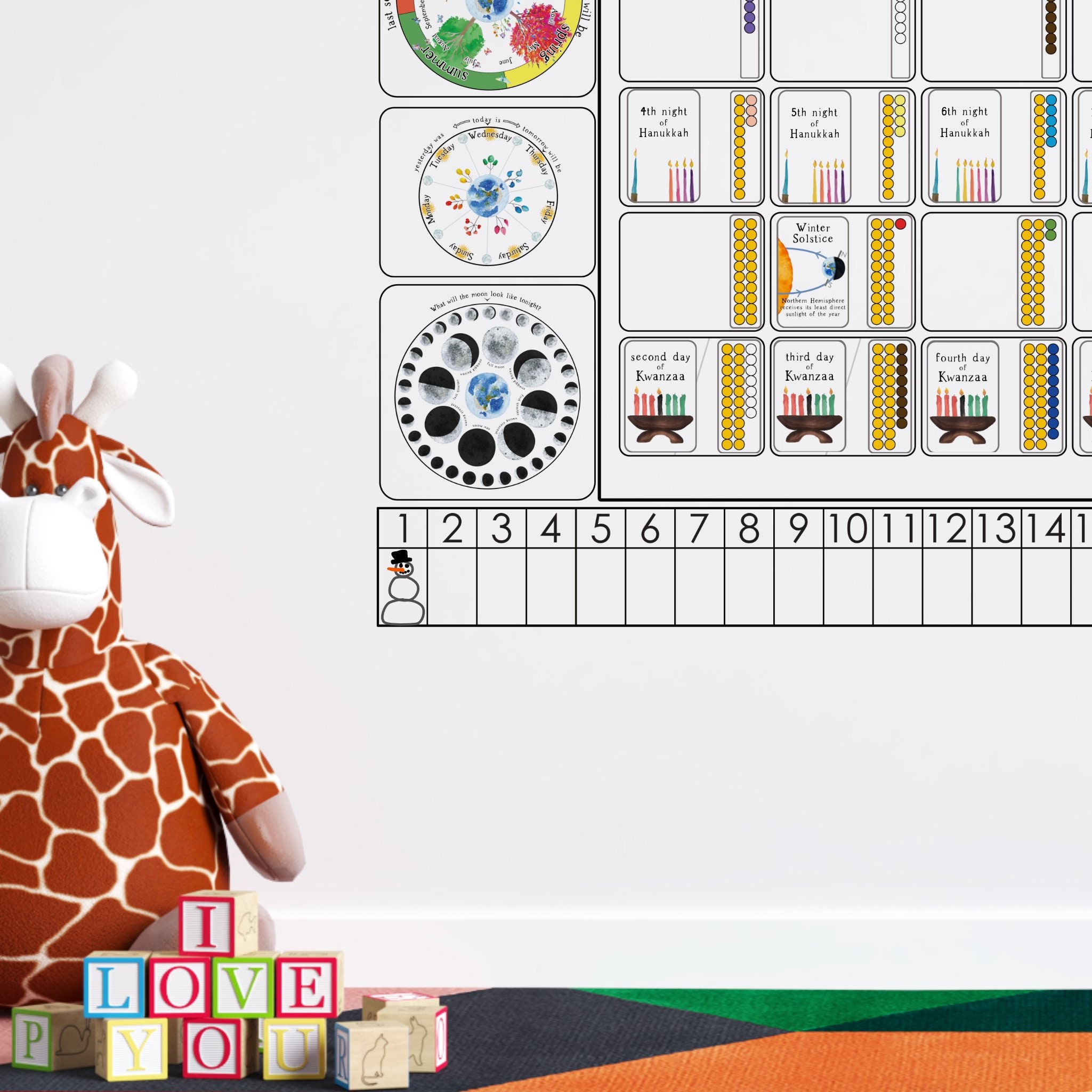 Linear Calendar, Homeschool Calendar, Kids Printable Calendar PDF, Monthly Calendar for Children, Montessori Calendar, DIY Calendar Download - Etsy