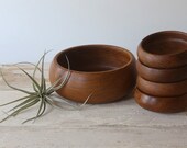5-Piece Vintage Teak Wood Serving Bowls