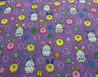 Easter Fabric (fat quarter) glitter eggs