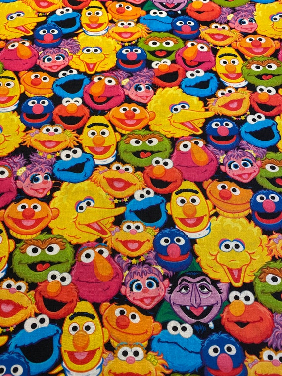 Sesame Street fat quarters stacked heads