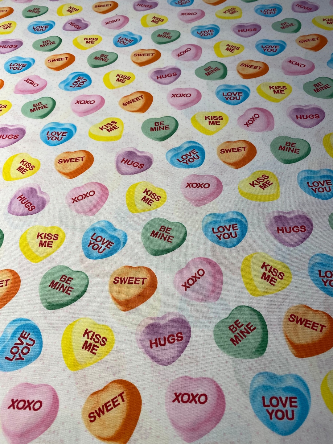 Valentines Candy Hearts Fabric 100 Cotton Etsy