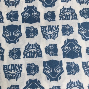 Black Panther fat quarter - White/Blue Logo