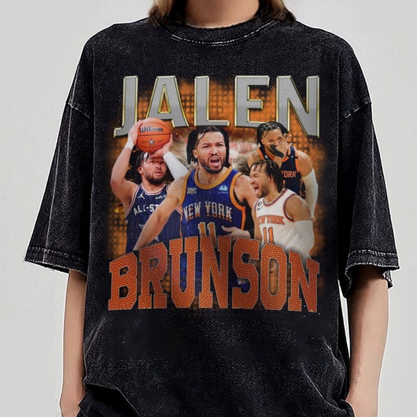 Jalen Brunson Shirt Vintage Jalen Brunson Graphic Tee Jersey Bootleg 90s Style Oversized T-Shirt Unisex Gifts for Him and Her