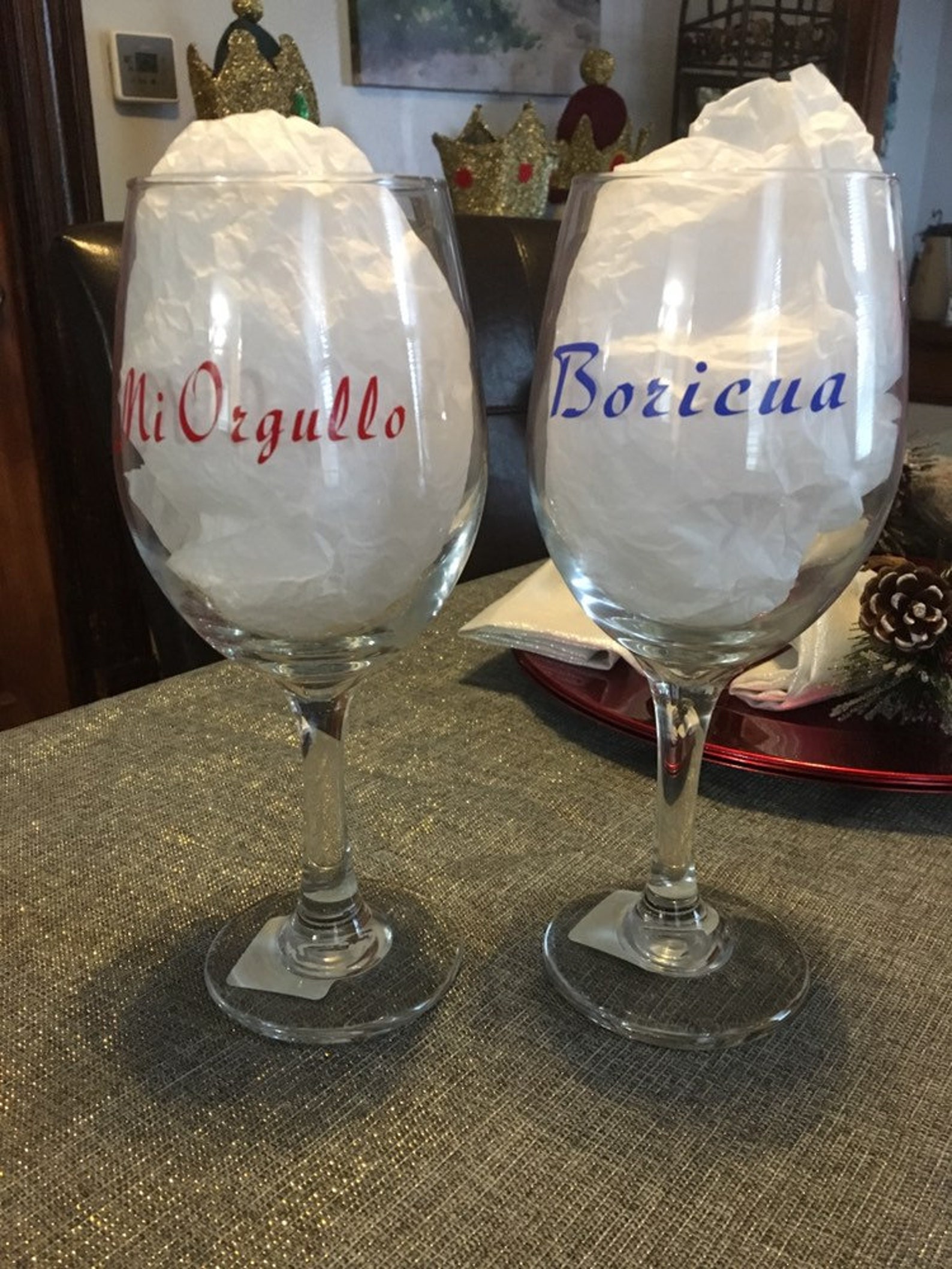 Puerto Rico wine glass Mi Orgullo Etsy