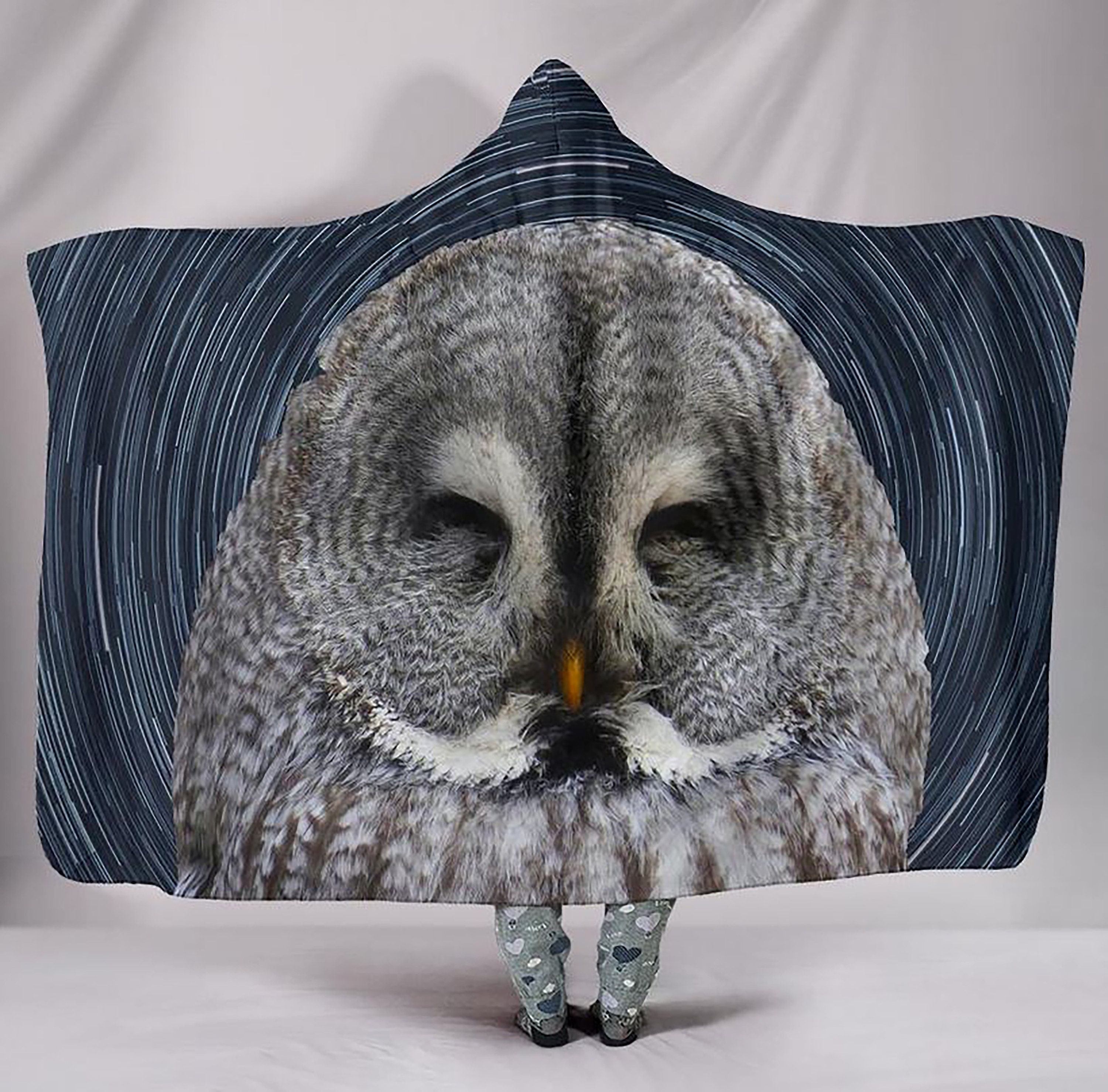 Owl Blanket Hooded Blanket Star Trails Owl Blanket Adult Etsy