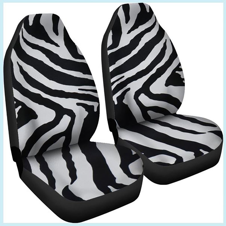 Zebra Print Car Seat Covers Set Of 2 Vehicle Image 0 1