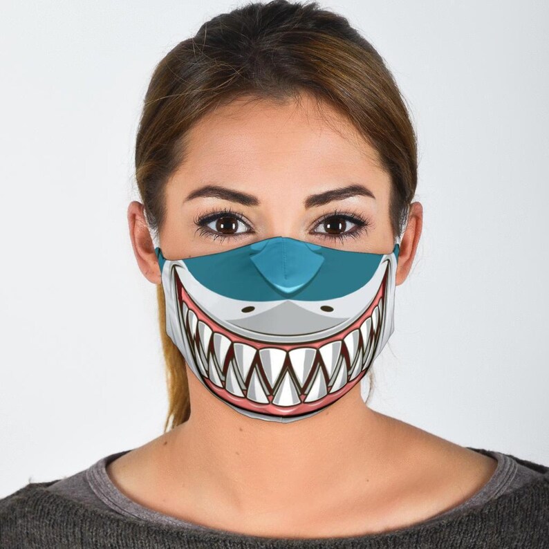 Funny Adult or Child Face Mask Shark Teeth Reuseable Washable Etsy