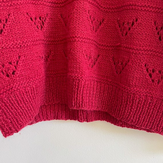 Vintage red jumper Sweater Knit Statement open kn… - image 5