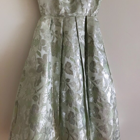 vintage 1950s jeanne de campo mint green brocade … - image 4