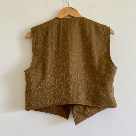 80s vintage evening brown sleeveless blouse with pattern Size M