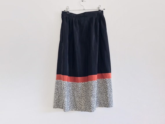 vintage black skirt // coral skirt // vintage midi