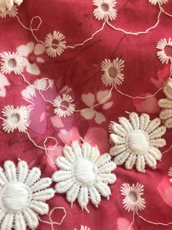 Vintage 60s 70s daisy maxi dress / pink floral go… - image 8