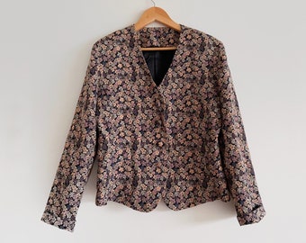 vintage années 80 90s veste florale imprimé fleur boho 1980s 1990s