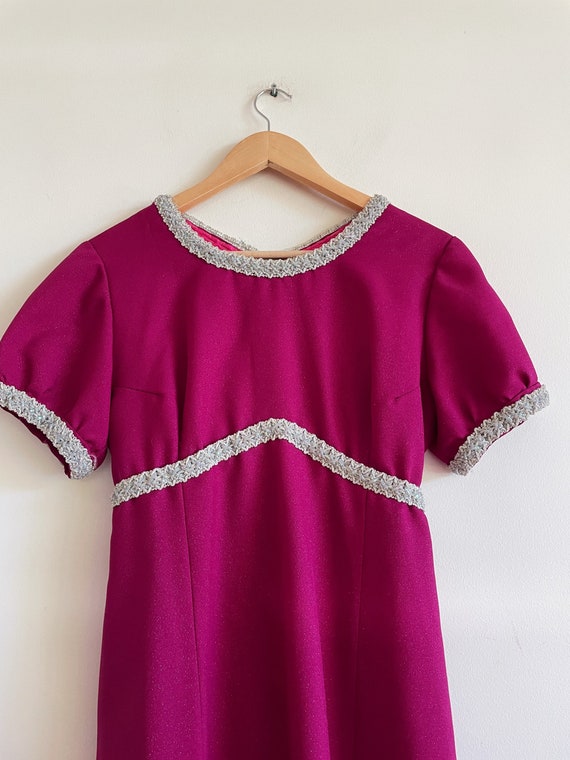 vintage 90s pink purple Dress embelished fuchsia … - image 3