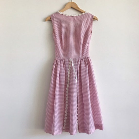 Vintage gingham 50s 60s pink dress / vintage pink… - image 2