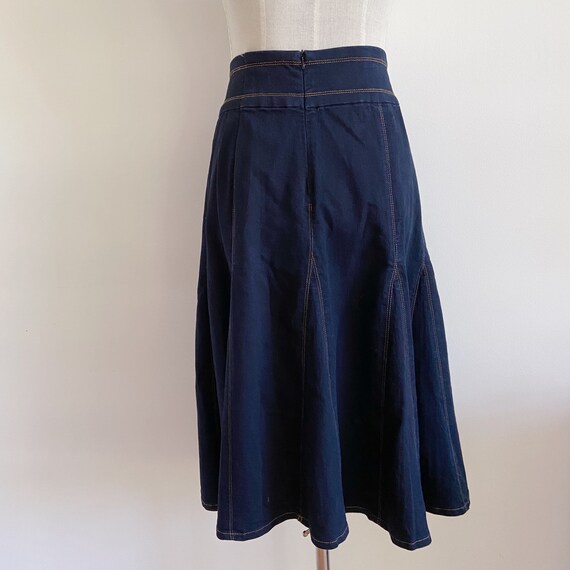 Vintage Wash Panelled Denim Midi Skirt